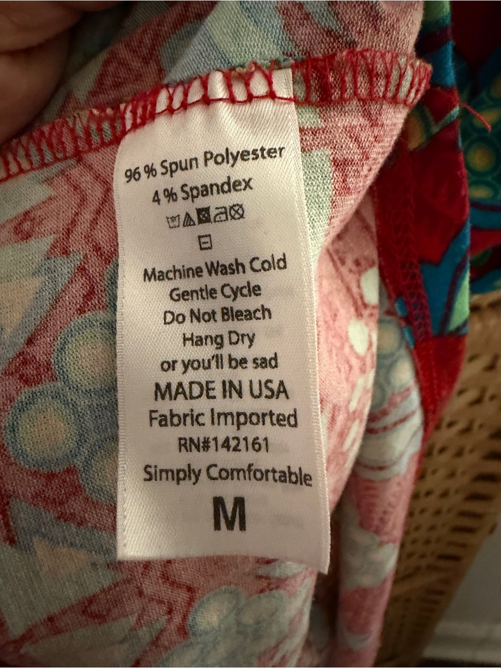 Lula Roe Colorful Patterned Tunic Top - Red, Turquoise & Lime medium - Picture 4 of 6